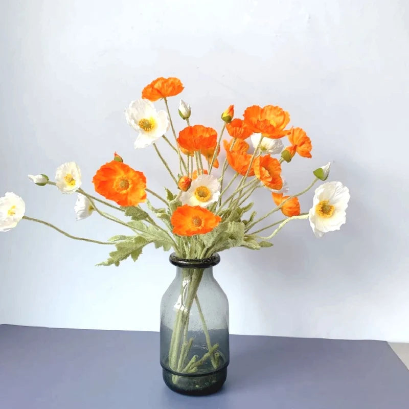 Silk Poppy Flowers (Long Stem) for Decor