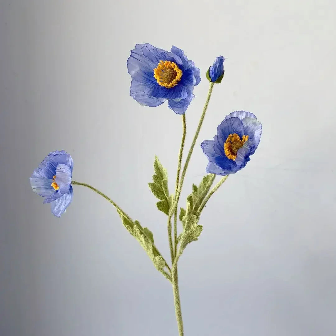 Silk Poppy Flowers (Long Stem) for Decor