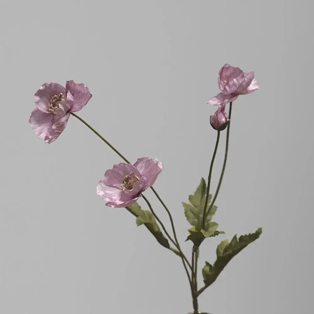 Silk Poppy Flowers (Long Stem) for Decor