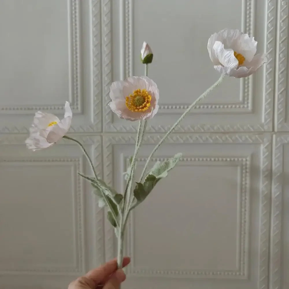 Silk Poppy Flowers (Long Stem) for Decor