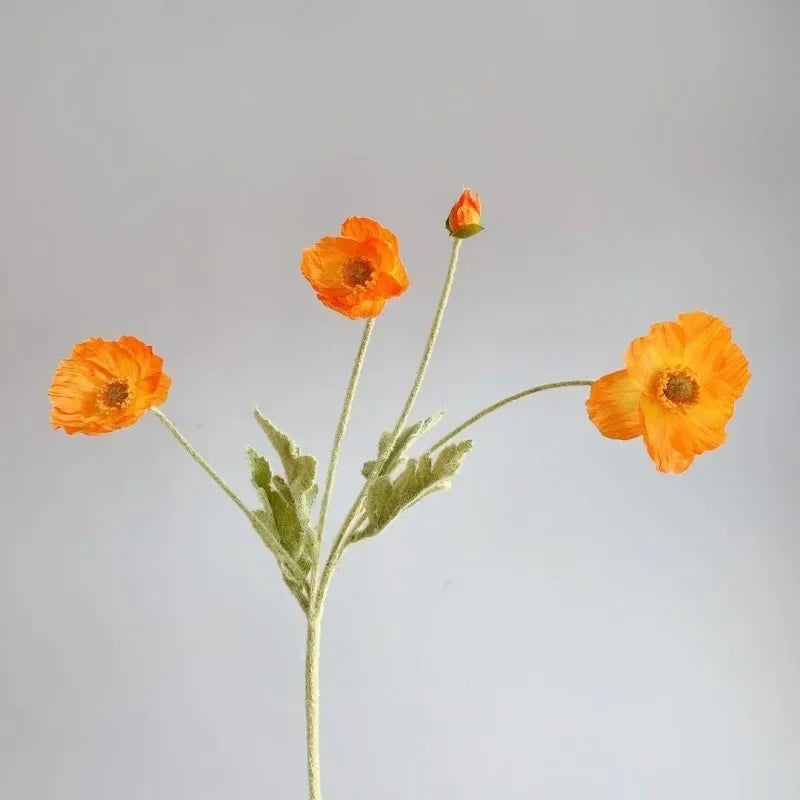 Silk Poppy Flowers (Long Stem) for Decor