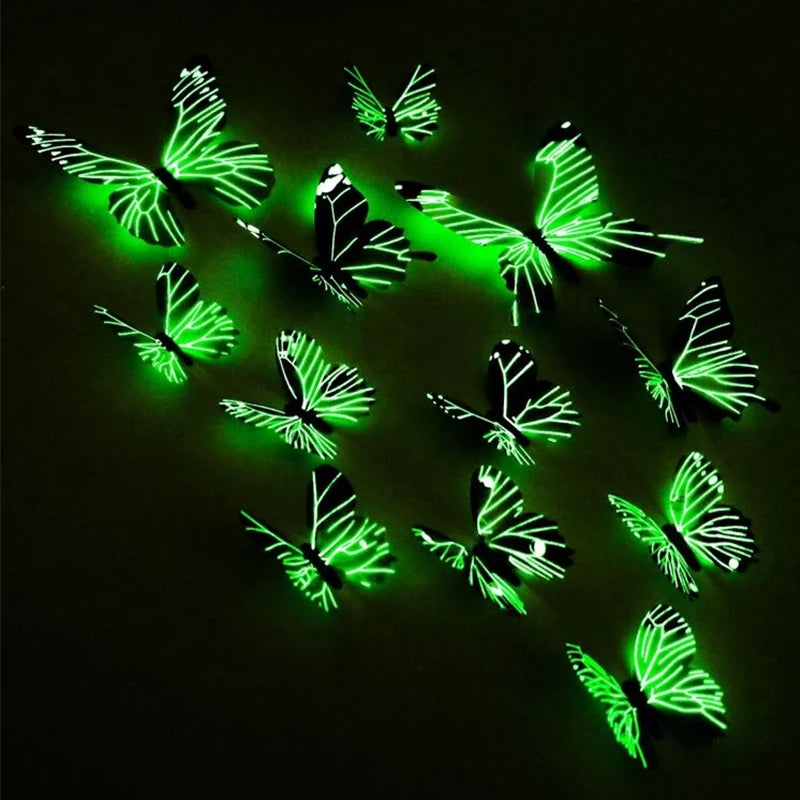 12Pcs 3D Luminous Butterfly Wall Stickers