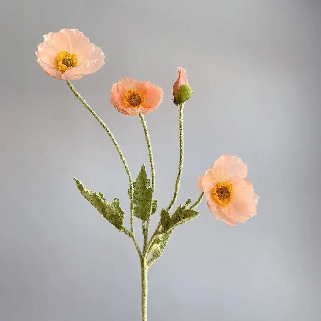 Silk Poppy Flowers (Long Stem) for Decor
