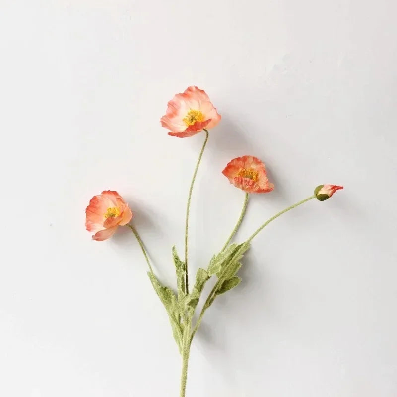 Silk Poppy Flowers (Long Stem) for Decor