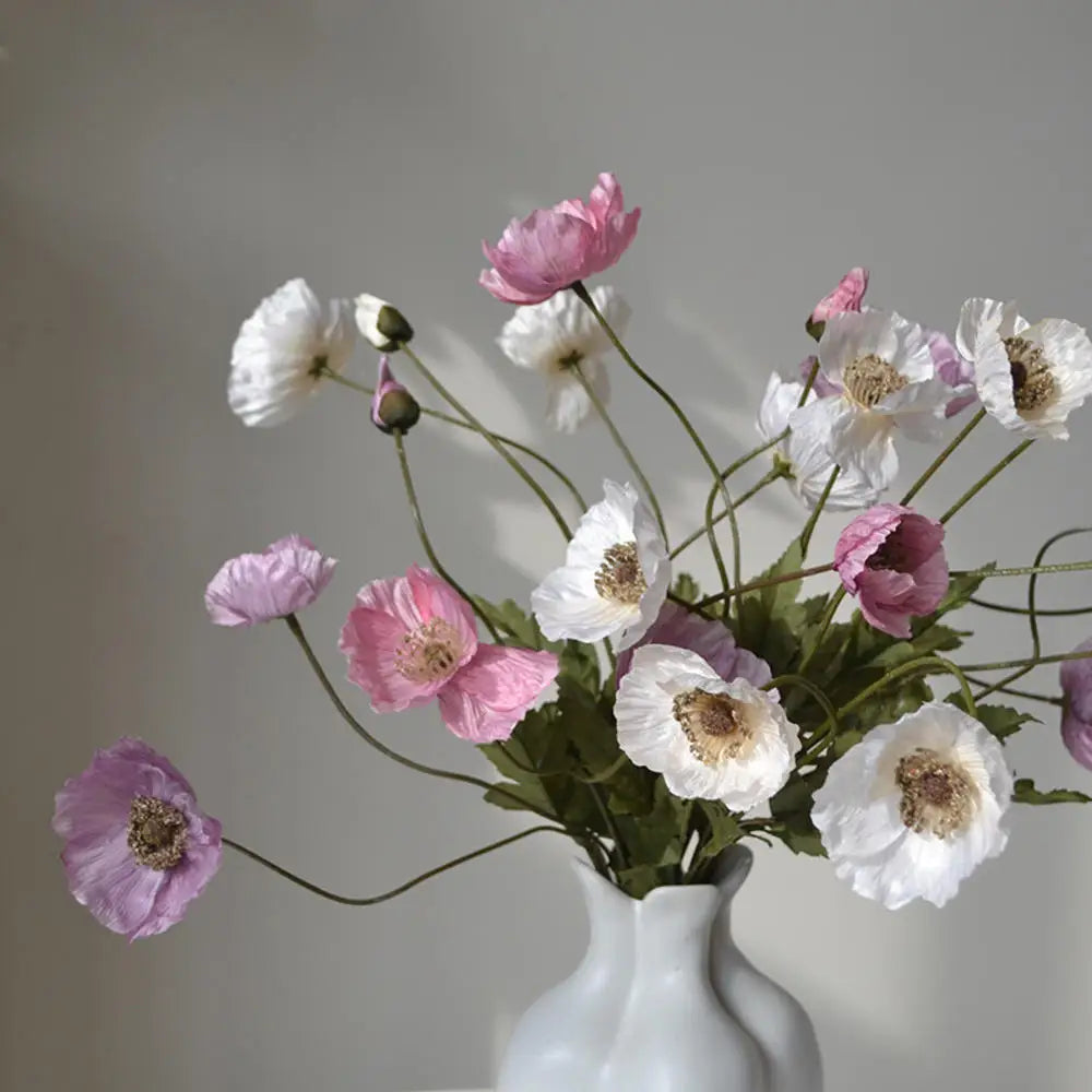 Silk Poppy Flowers (Long Stem) for Decor