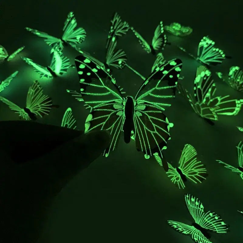 12Pcs 3D Luminous Butterfly Wall Stickers