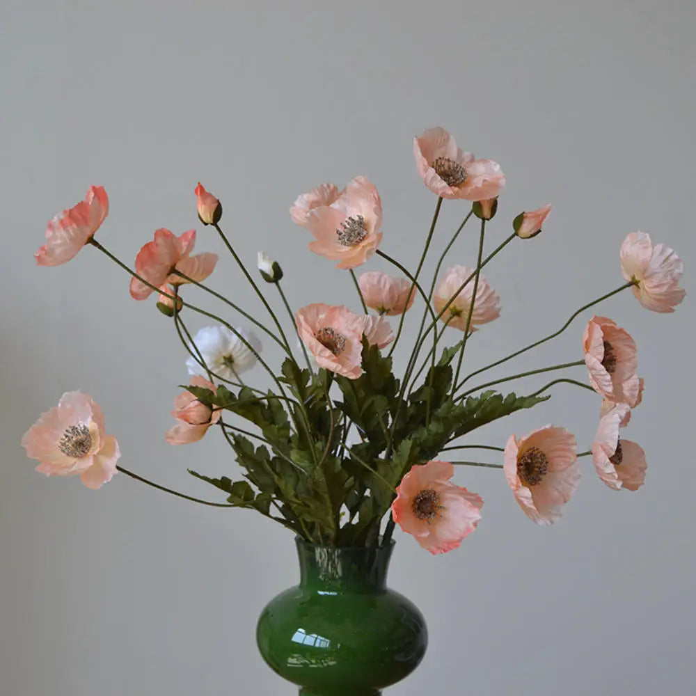 Silk Poppy Flowers (Long Stem) for Decor