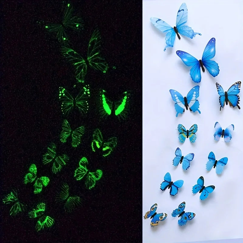 12Pcs 3D Luminous Butterfly Wall Stickers