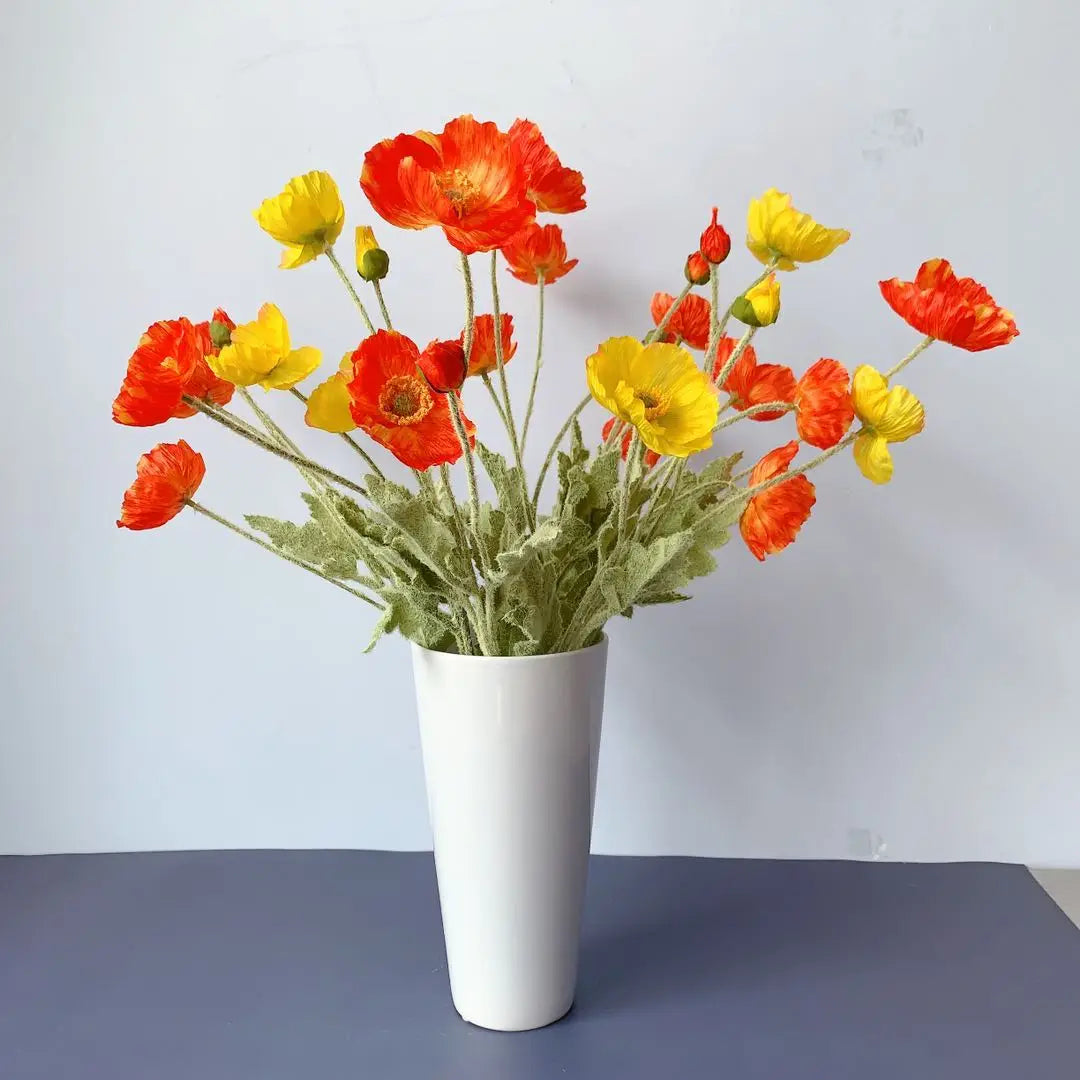 Silk Poppy Flowers (Long Stem) for Decor