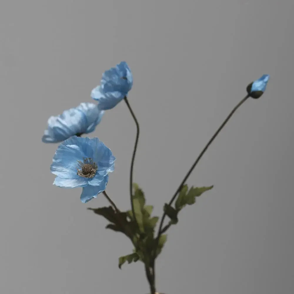 Silk Poppy Flowers (Long Stem) for Decor