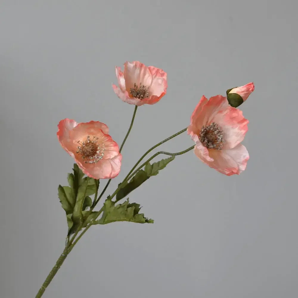 Silk Poppy Flowers (Long Stem) for Decor