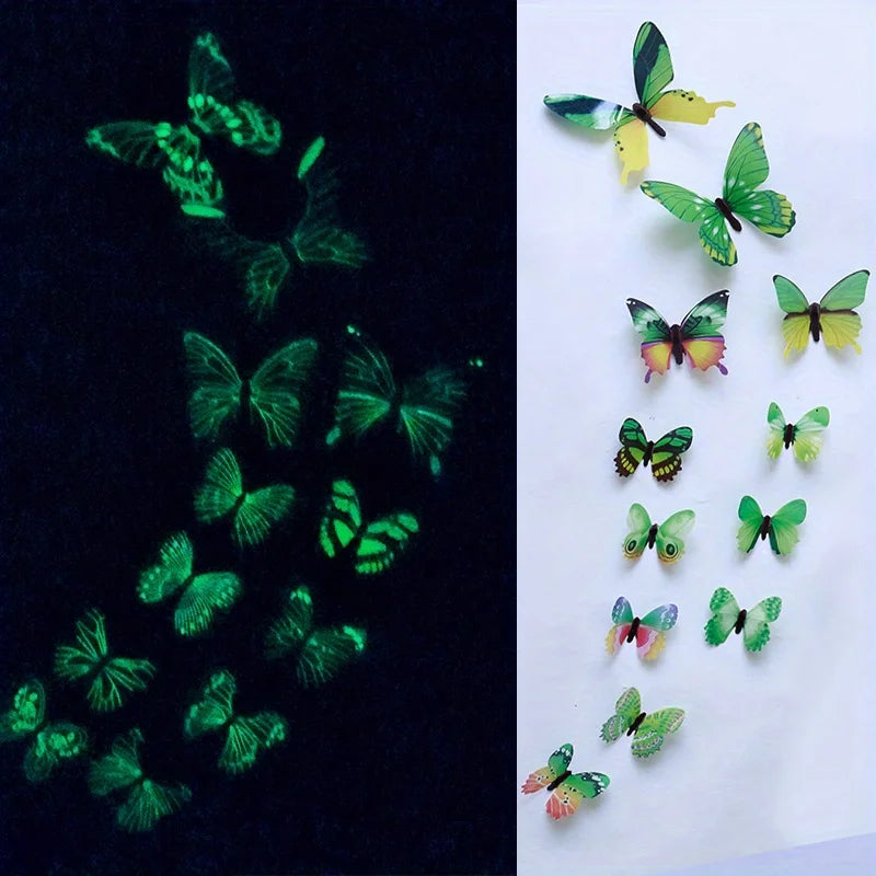 12Pcs 3D Luminous Butterfly Wall Stickers