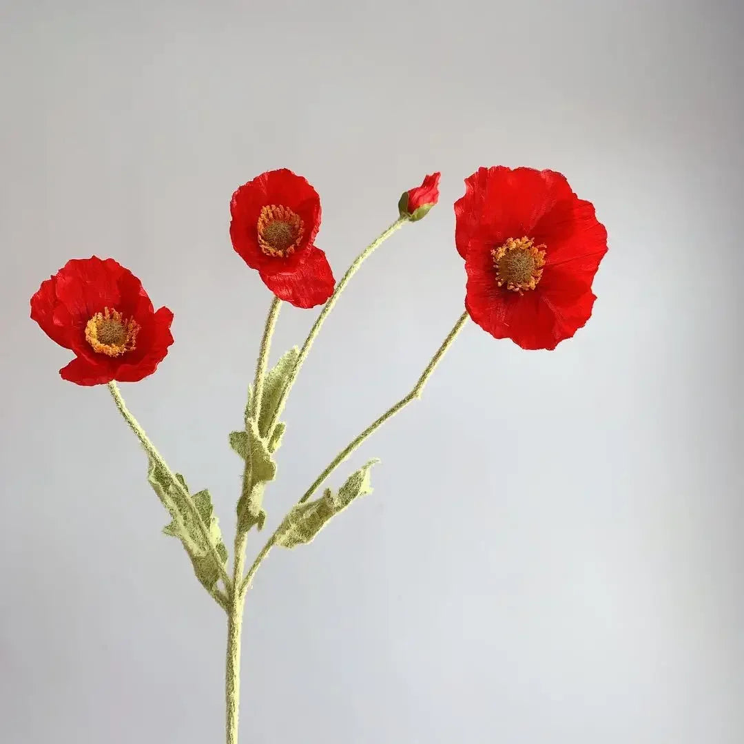 Silk Poppy Flowers (Long Stem) for Decor