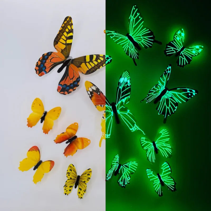 12Pcs 3D Luminous Butterfly Wall Stickers