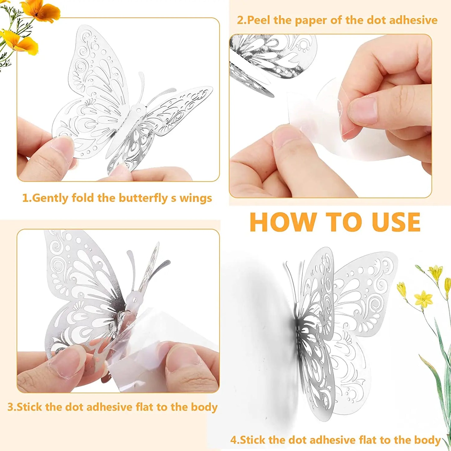 12Pcs 3D Luminous Butterfly Wall Stickers