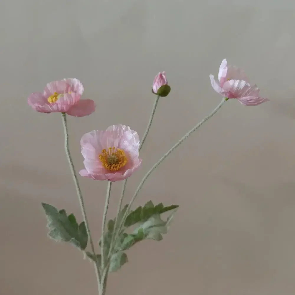 Silk Poppy Flowers (Long Stem) for Decor