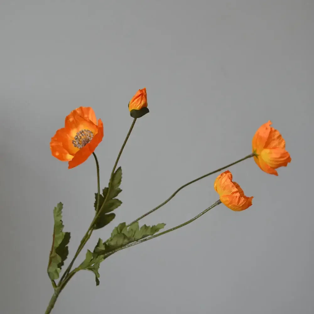 Silk Poppy Flowers (Long Stem) for Decor