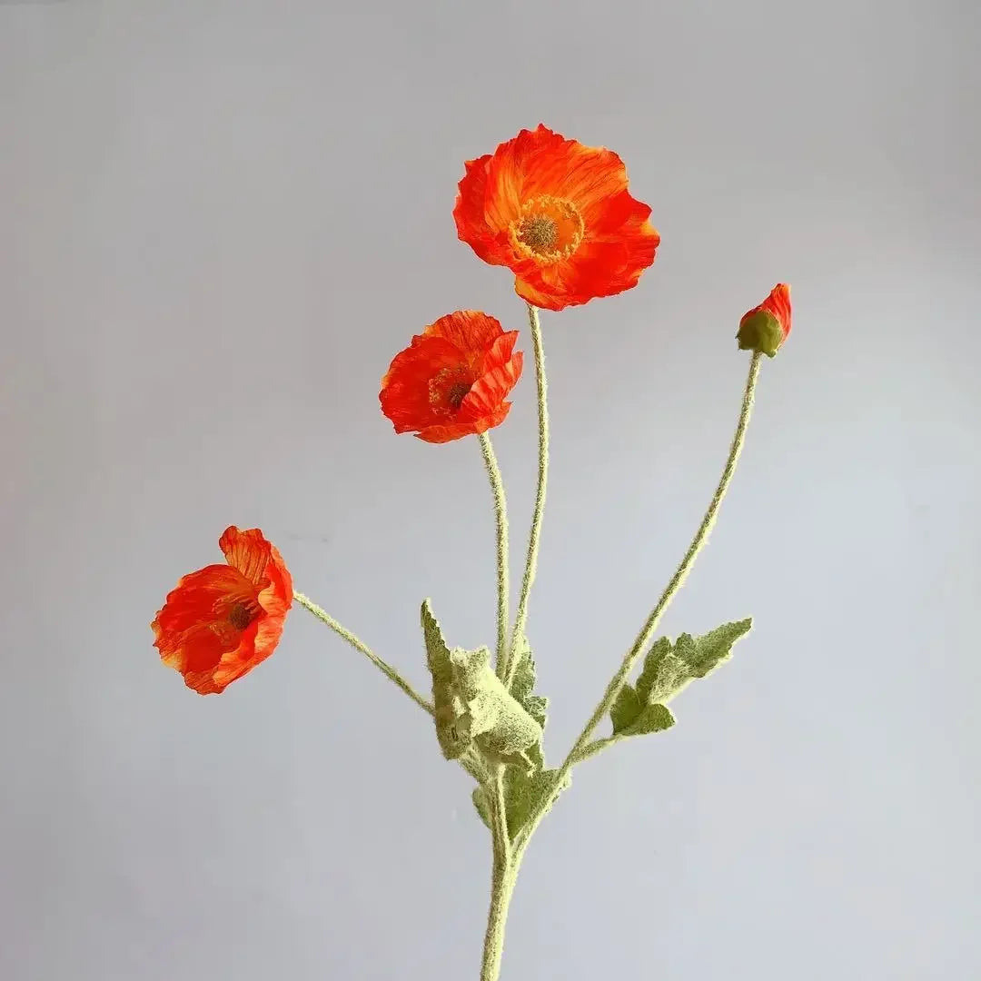 Silk Poppy Flowers (Long Stem) for Decor