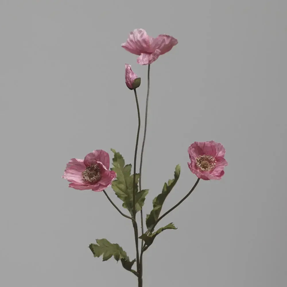 Silk Poppy Flowers (Long Stem) for Decor
