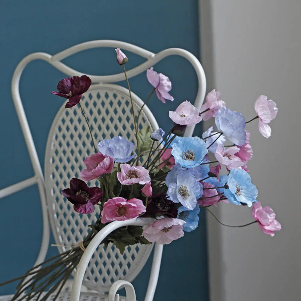 Silk Poppy Flowers (Long Stem) for Decor