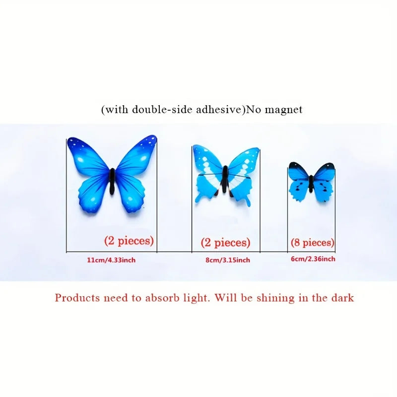 12Pcs 3D Luminous Butterfly Wall Stickers