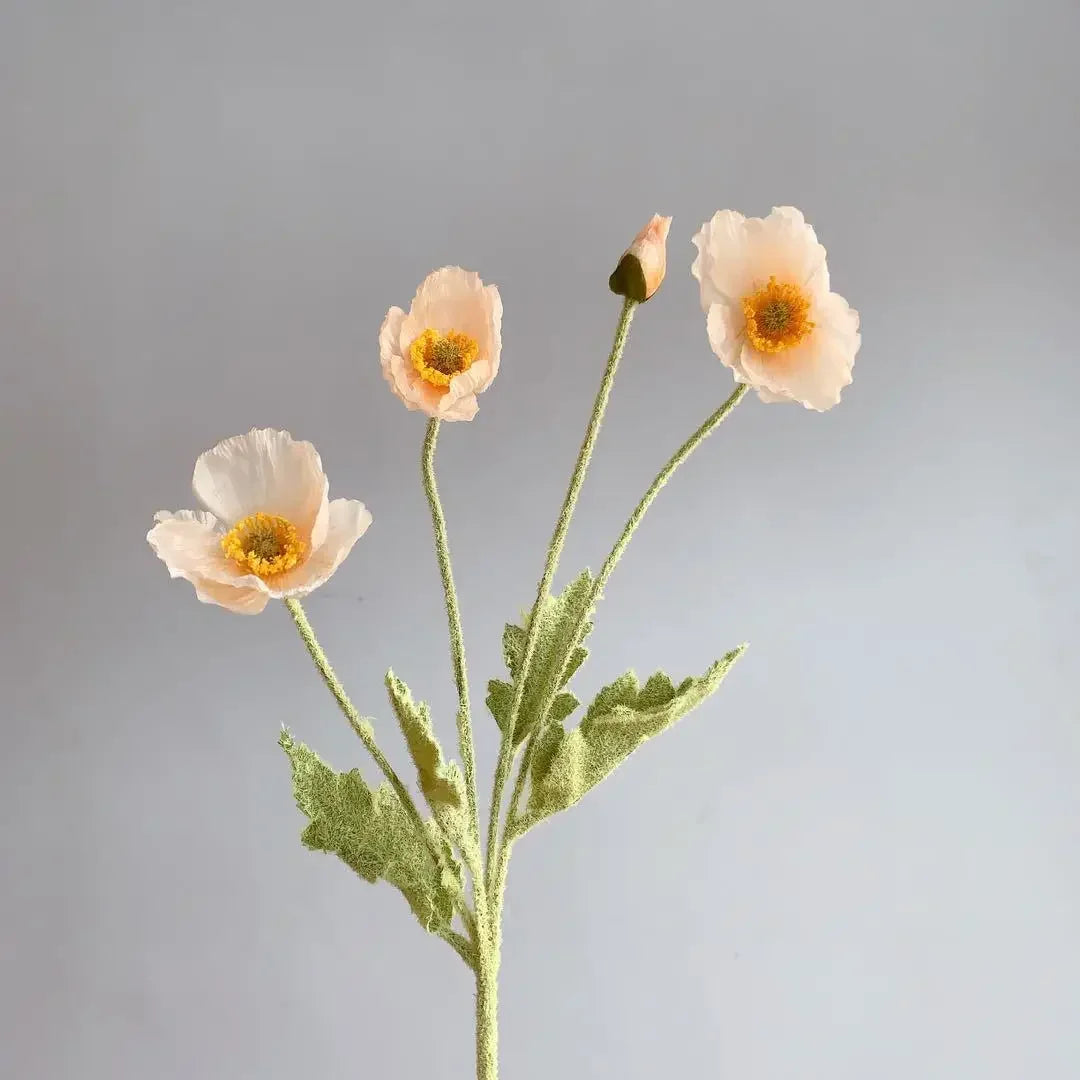 Silk Poppy Flowers (Long Stem) for Decor
