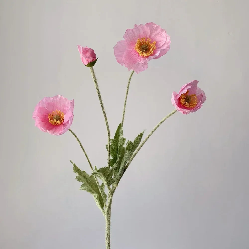 Silk Poppy Flowers (Long Stem) for Decor