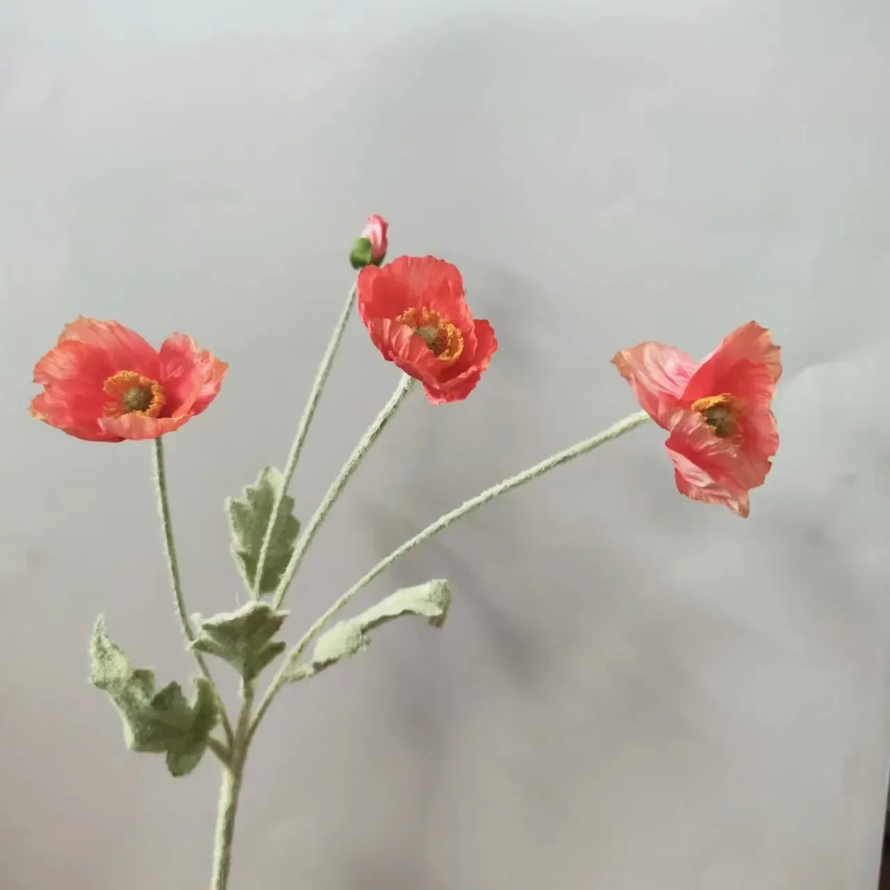 Silk Poppy Flowers (Long Stem) for Decor
