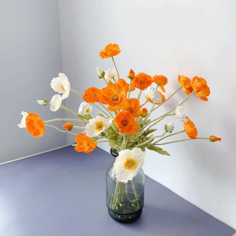 Silk Poppy Flowers (Long Stem) for Decor