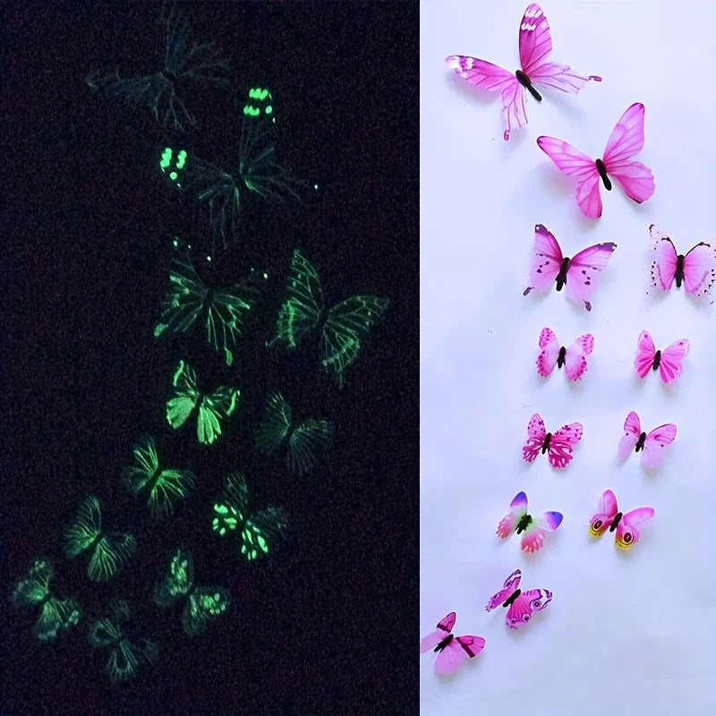 12Pcs 3D Luminous Butterfly Wall Stickers