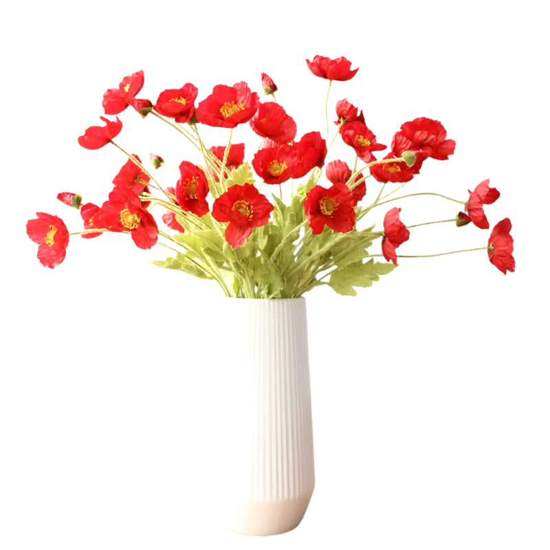 Silk Poppy Flowers (Long Stem) for Decor