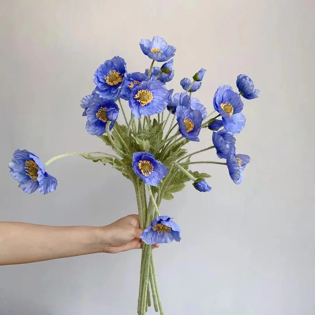 Silk Poppy Flowers (Long Stem) for Decor