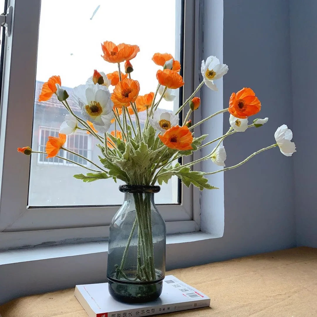 Silk Poppy Flowers (Long Stem) for Decor