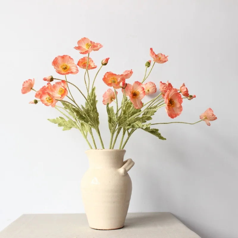 Silk Poppy Flowers (Long Stem) for Decor