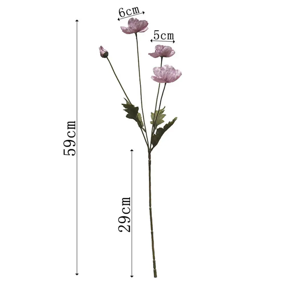 Silk Poppy Flowers (Long Stem) for Decor
