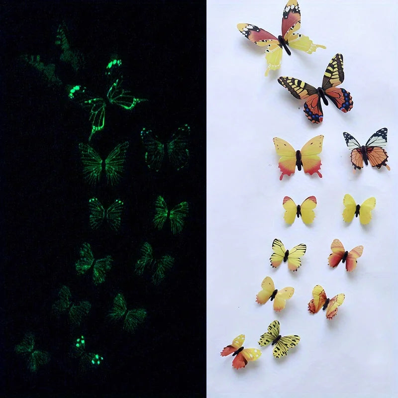 12Pcs 3D Luminous Butterfly Wall Stickers