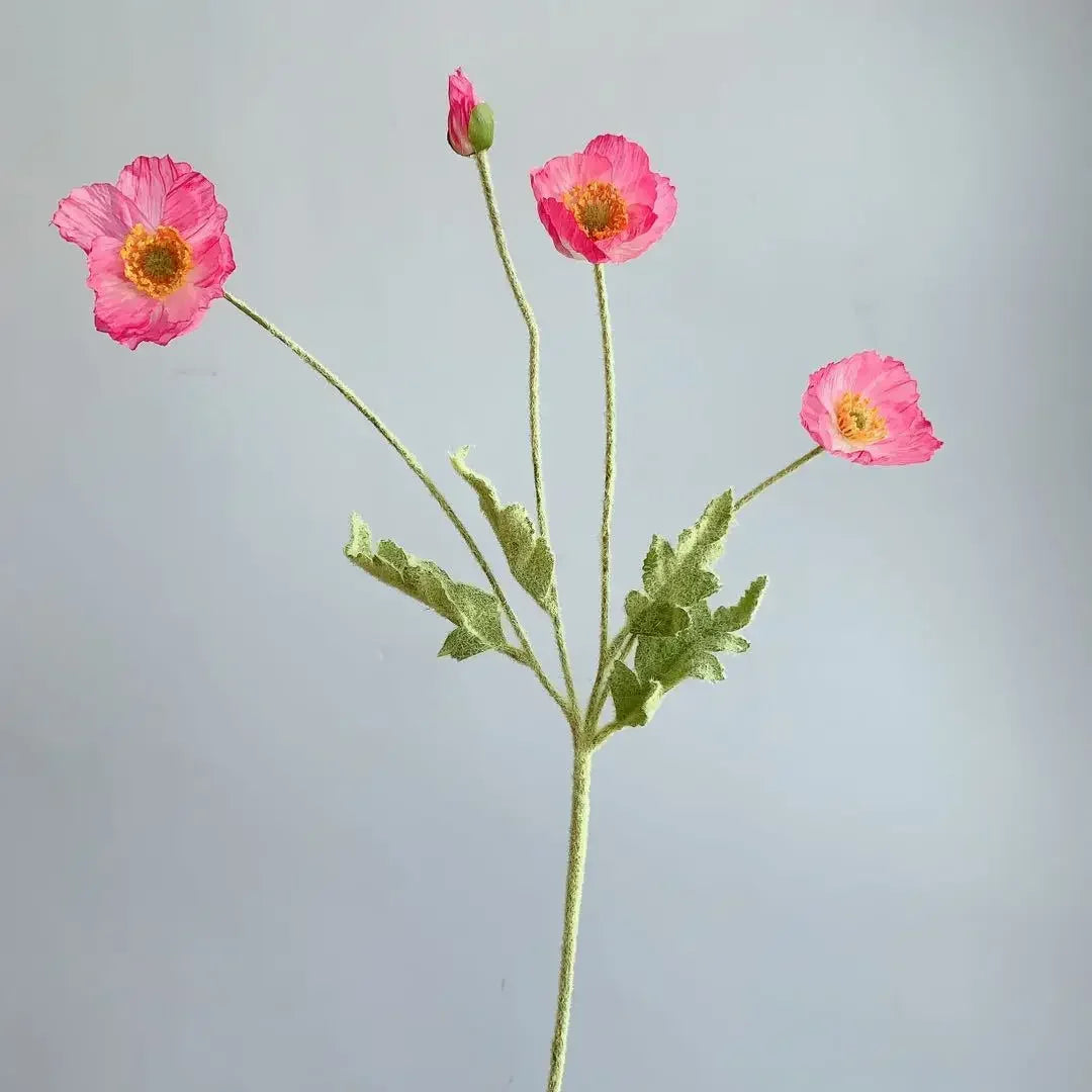 Silk Poppy Flowers (Long Stem) for Decor