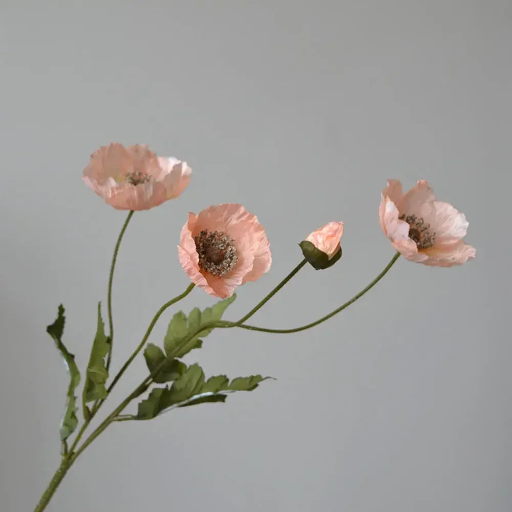Silk Poppy Flowers (Long Stem) for Decor