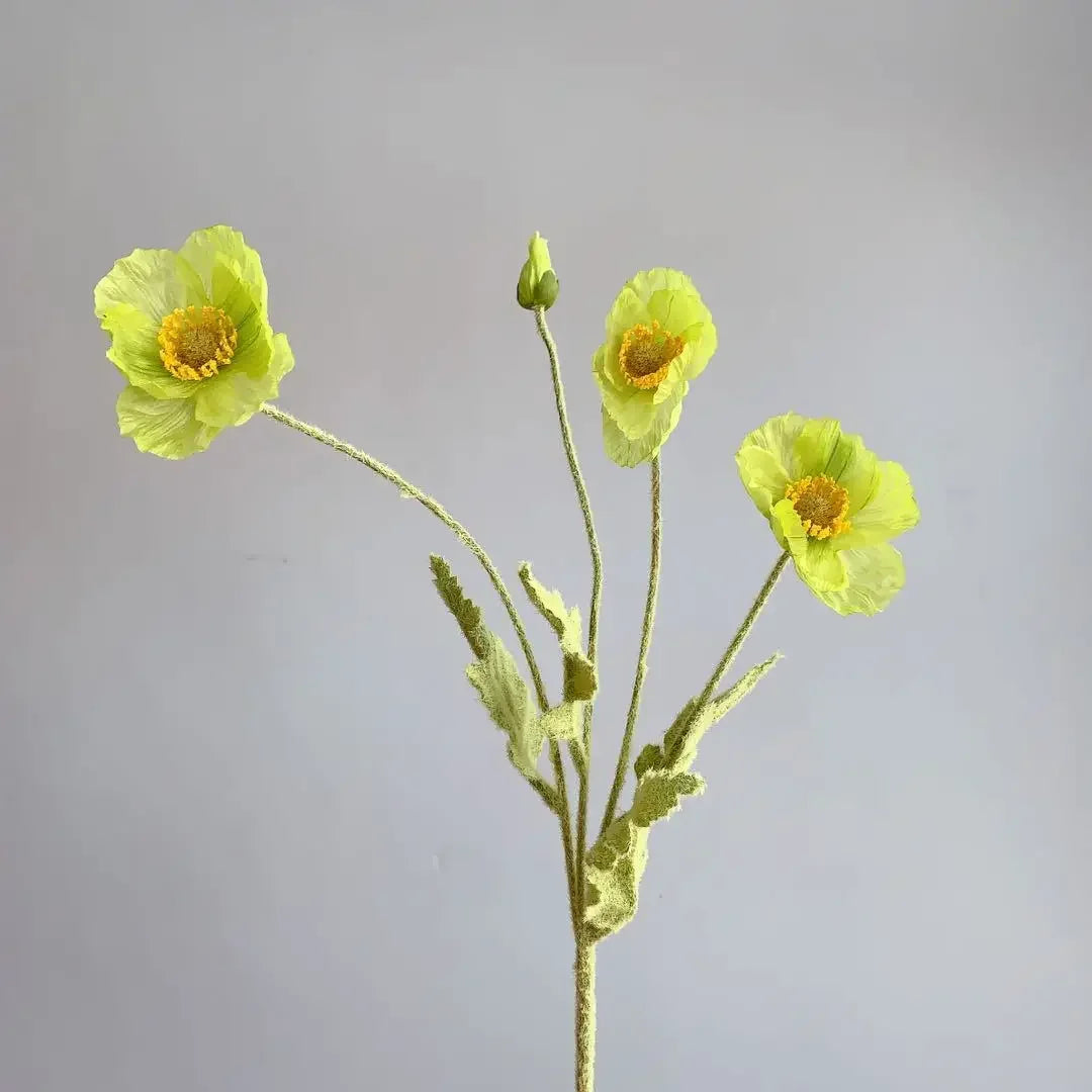 Silk Poppy Flowers (Long Stem) for Decor