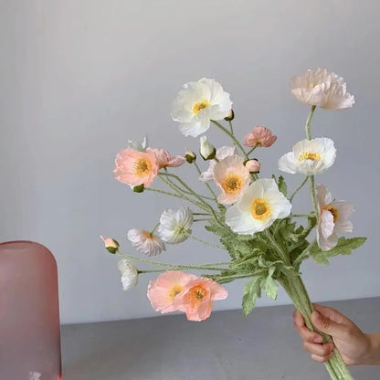 Silk Poppy Flowers (Long Stem) for Decor