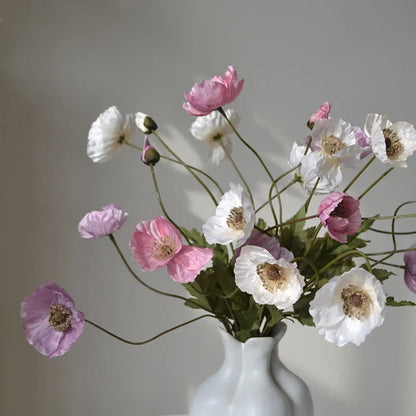 Silk Poppy Flowers (Long Stem) for Decor