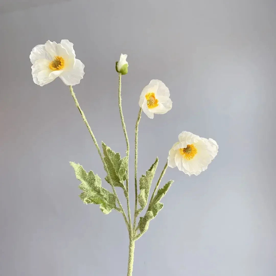 Silk Poppy Flowers (Long Stem) for Decor