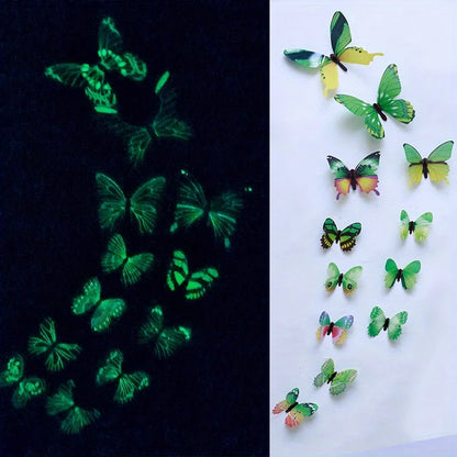 12Pcs 3D Luminous Butterfly Wall Stickers