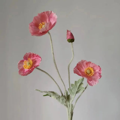 Silk Poppy Flowers (Long Stem) for Decor