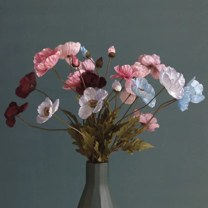 Silk Poppy Flowers (Long Stem) for Decor